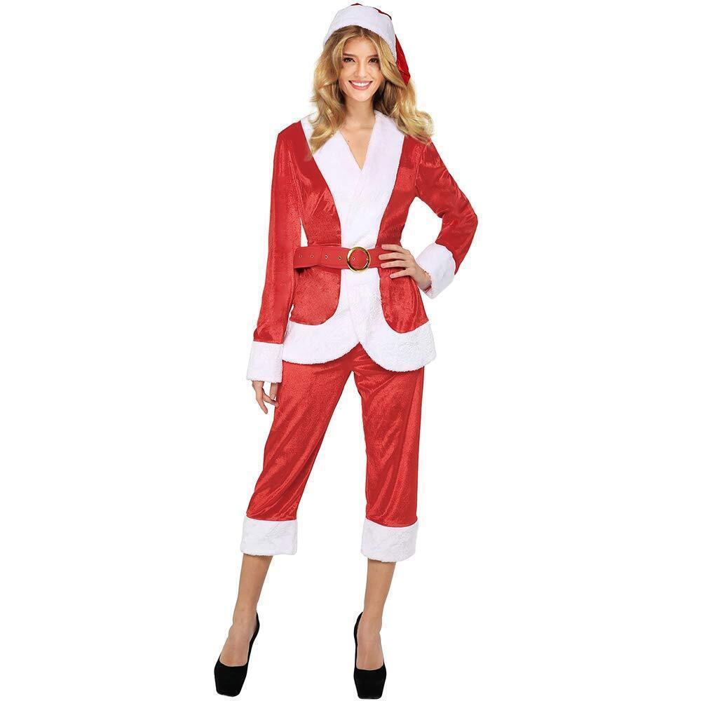 8203 ’s Christmas Santa Costumes Mrs Claus Costume Santa Outfit Dress